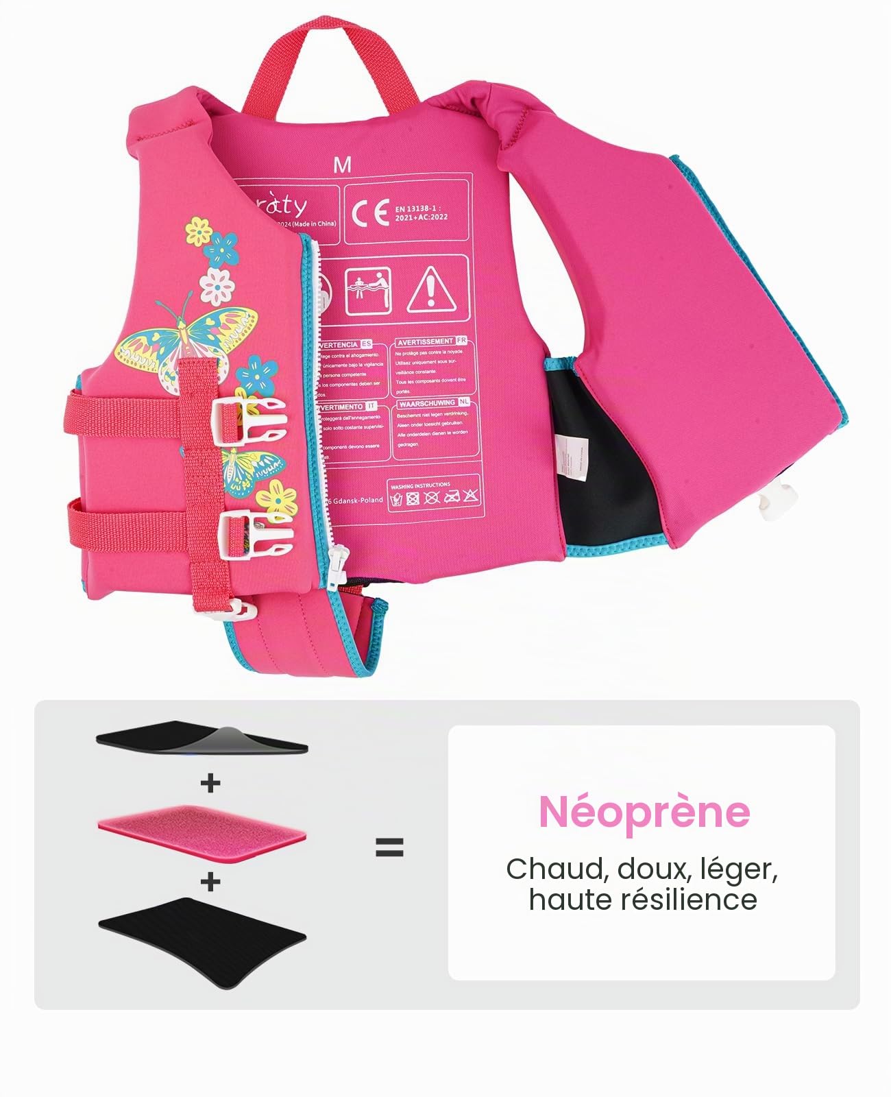 Zeraty Kids Swim Gilet d'aide à la Natation pour Tout-Petitsavec Sangle de sécurité réglable Age 1-9 Ans / 22-50Lbs