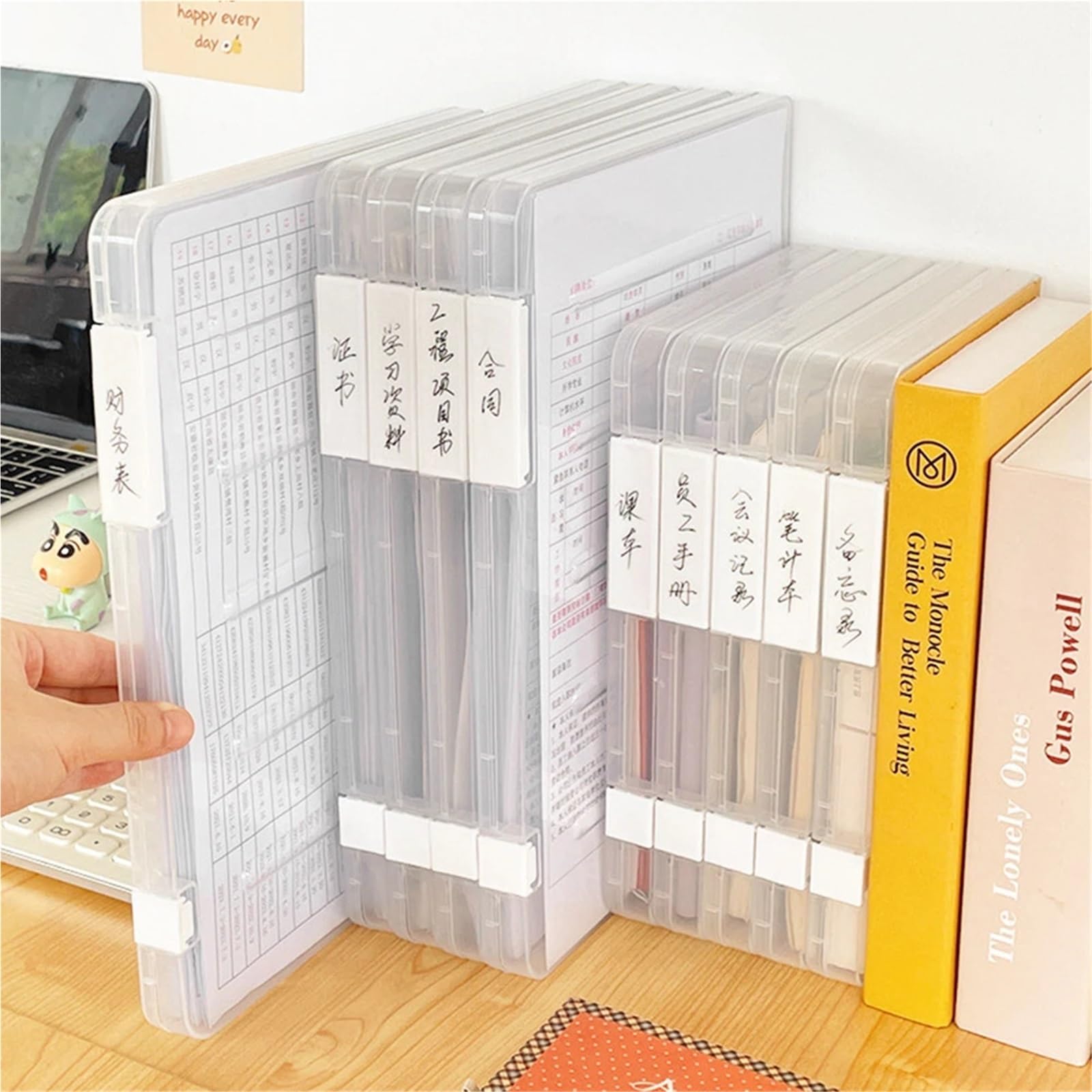 5 pezzi trasparenti A4 cartella organizer scatola scuola ufficio forniture documenti per Scuola, Ufficio