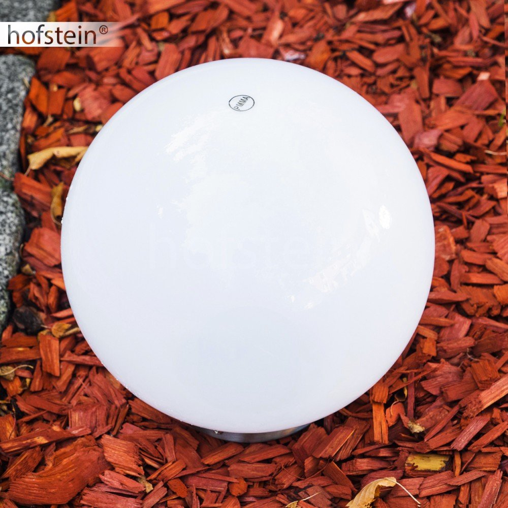 Lámpara LED de globo Solar Nassau, con pica de tierra y célula solar, lámpara de exterior de plástico blanco Ø 25 cm, 2 x LED de 0,05 vatios, con interruptor crepuscular, pilas reemplazables