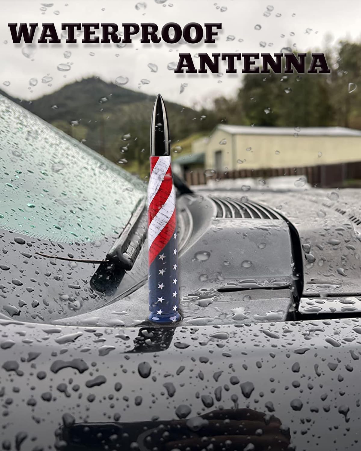 American Flag Antenna, Car Truck 5.5’’ Antenna Wash-Proof Radio Antenna Aluminum Short Antenna Truck Exterior Decoration Accessories AM/FM Radio Signal for SUV Truck Most Auto Cars Antenna