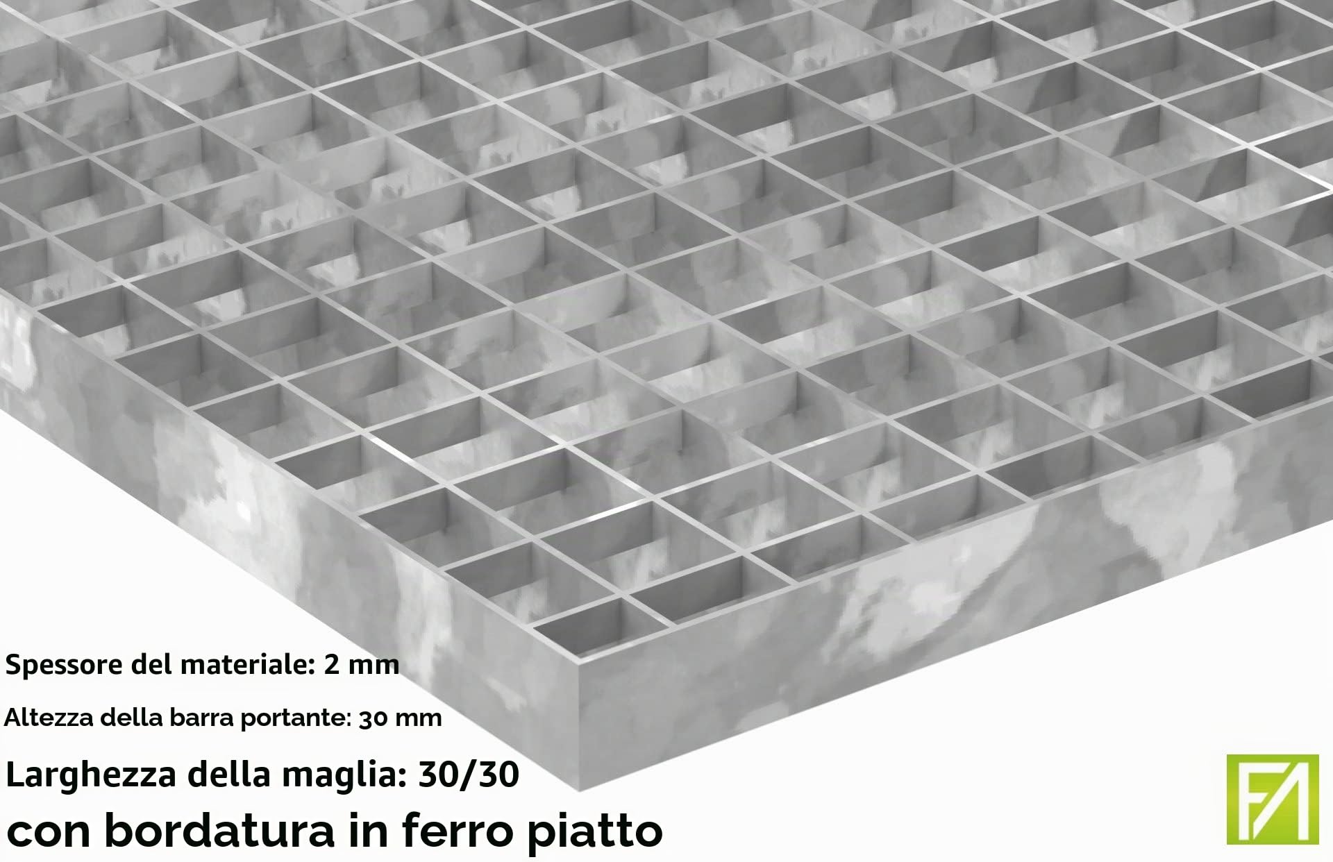 Fenau | Griglie industriali Dimensioni: 1000 x 500 x 30 mm (MW: 30/30 mm) - Spessore materiale: 2 mm - Carico ruota: 1,52 kN/Carico superficiale (m²): 7,84 kN