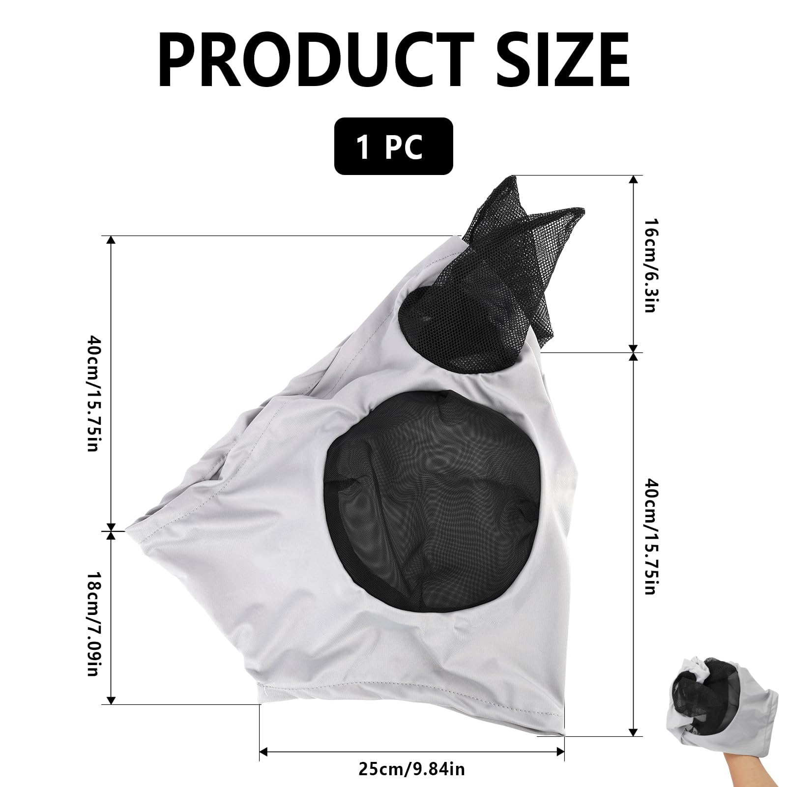1PC Fly Mask for Horses with Ears Breathable Horse Fly Mask for Summer Protection Full Coverage Mesh Horse Head Cover - Image 2