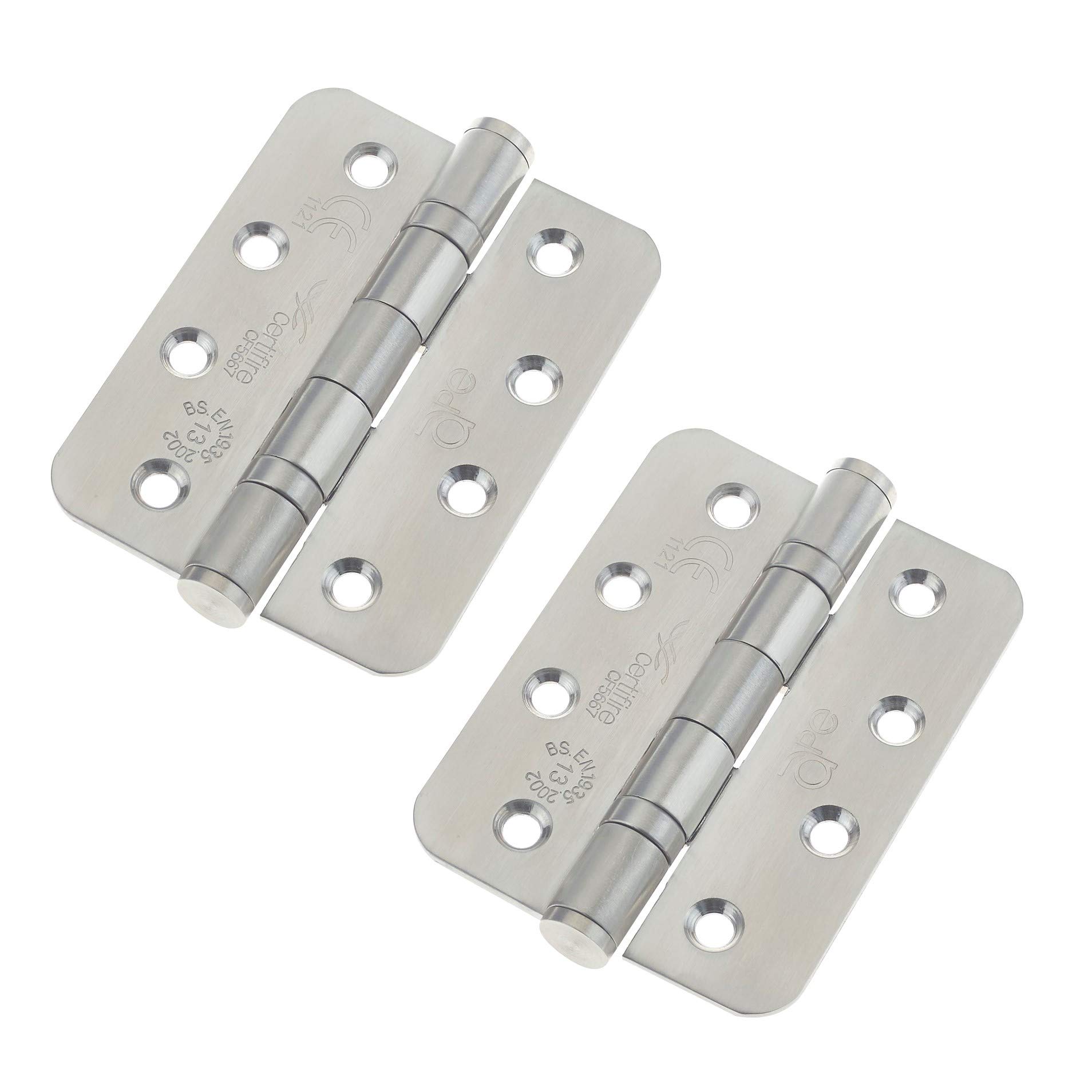 Eai 4" Stainless Fire Door Hinges Grade 13 G13 & Screws102X76X3mm Radius CornersSatin 4" Stainless from B&Q