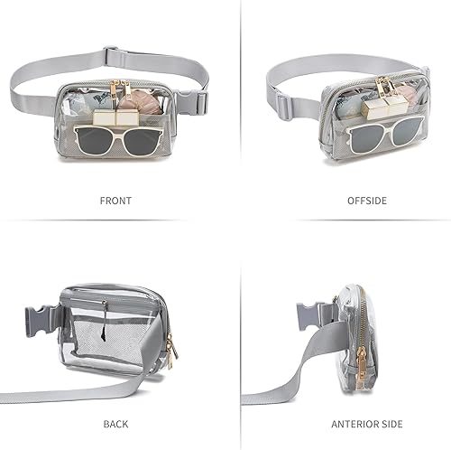 Miniatura 4 de Riñonera transparente aprobada por estadios para mujeres y hombres con correa ajustable, resistente al agua, bolsa transparente para viajes,