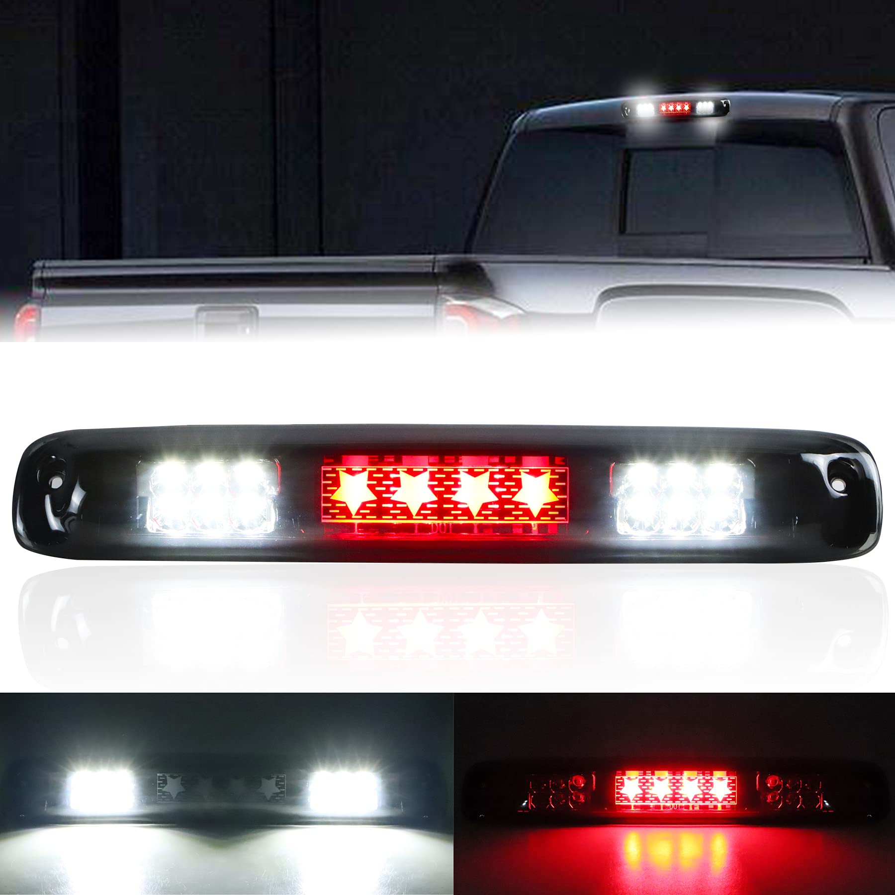 Youxmoto Fit for Chevy Silverado & GMC Sierra 99-07 1500 2500 3500 HD Classic, LED Third Brake Light Rear Cargo High Mount Stop Light (Smoke Lens)