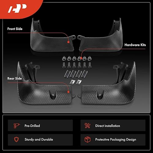 Miniatura 3 de A-Premium Juego de 4 unidades de guardabarros con accesorios de hardware compatibles con Tesla Model S, 2017-2020 2022 2023, sedán, color mate,