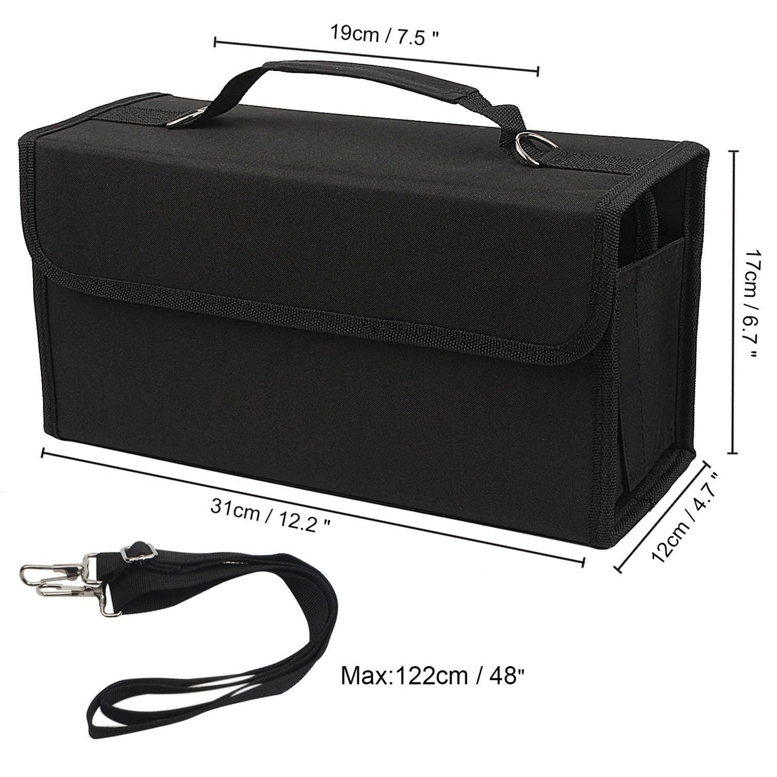 Art Marker Pen Tragetasche mit Schulter und Tragegurt, Marker Organizer Case für 120 Marker, Aufbewahrungstasche Art Sketch Markers Haltertaschen