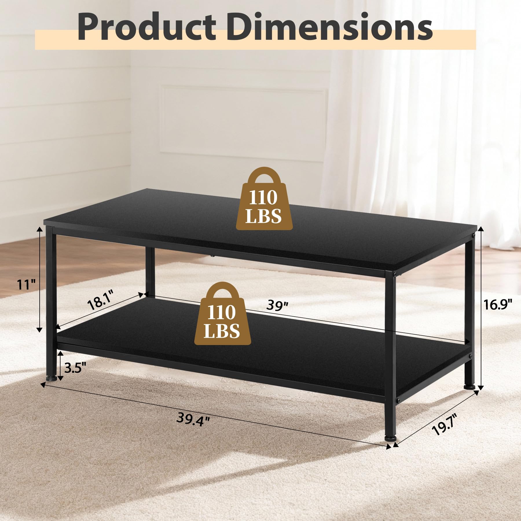 Amazon.com: ZenStyle Industrial Coffee Table with Storage Shelf