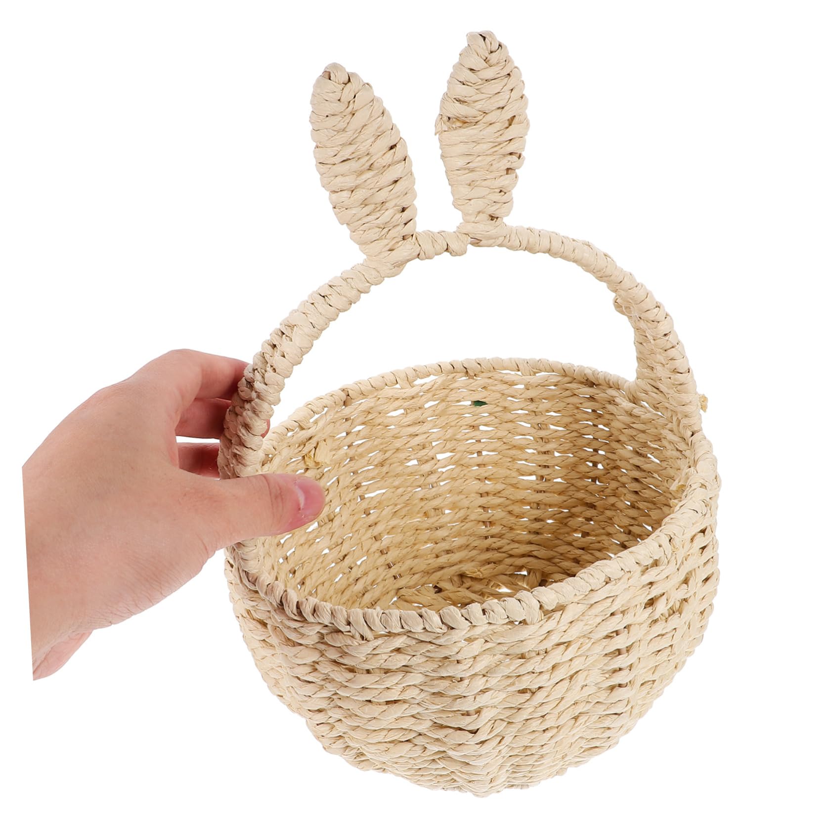 Kichvoe Flechtwerk Osterkorb Aus Stroh Handgeflochtener Runder Korb Aufbewahrungsbox Für Schreibtisch Organizer Für Kleinigkeiten Aufbewahrungskorb Für Zuhause