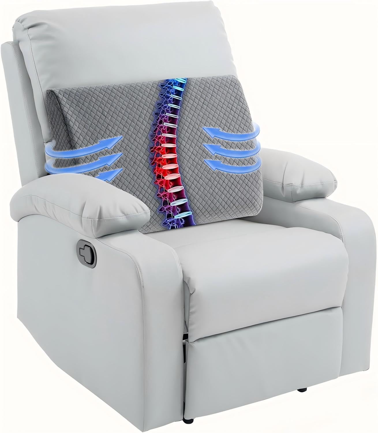 Almohada de apoyo lumbar extra grande para reclinable, cojines de apoyo de espalda con correa trasera, espuma viscoelástica de alto apoyo, duradera, suave