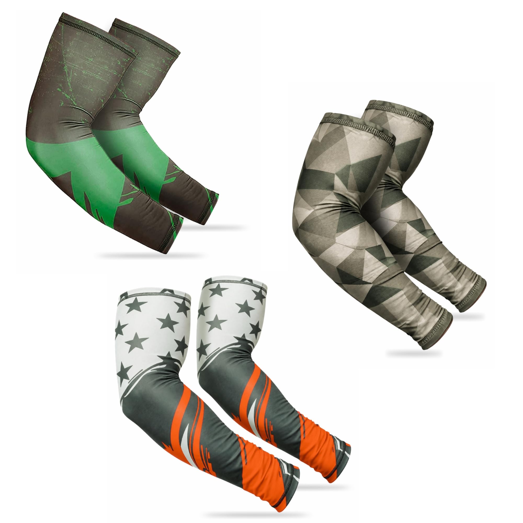 ninq Printed Arm Sleeves for Men & Women, Breathable Compression Fit, Sweat-Wicking Sports Arm Sleeves for Gym, Cycling, Running & Outdoor Use (Pack of 3 Pairs)-picture-23
