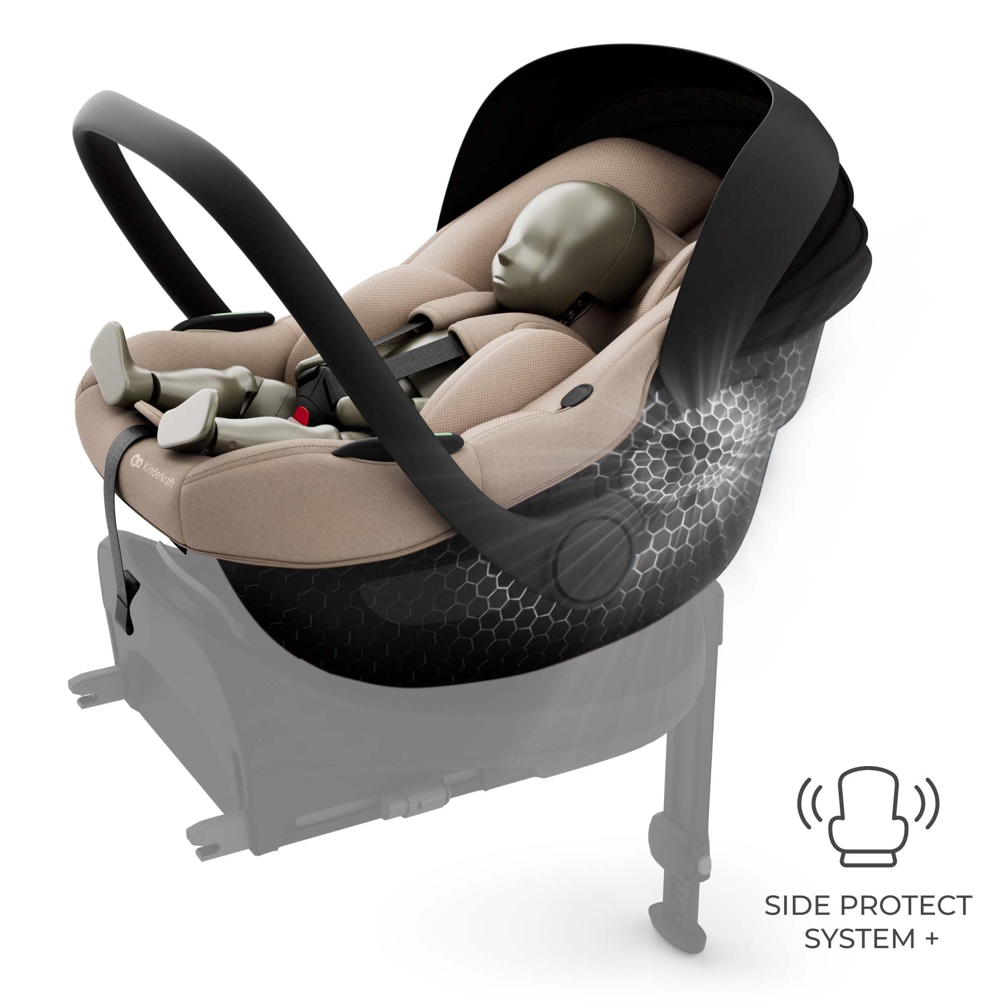 Kinderkraft ENDURA SAFE FX I-LITE fotelik dziecięcy z podstawą, i-Size, obrotowy, ISOFIX, ERGO PAD, system modułowy, waży tylko 3,2 kg, 5-punktowy pasek, od 0 do 12 lat, czarny