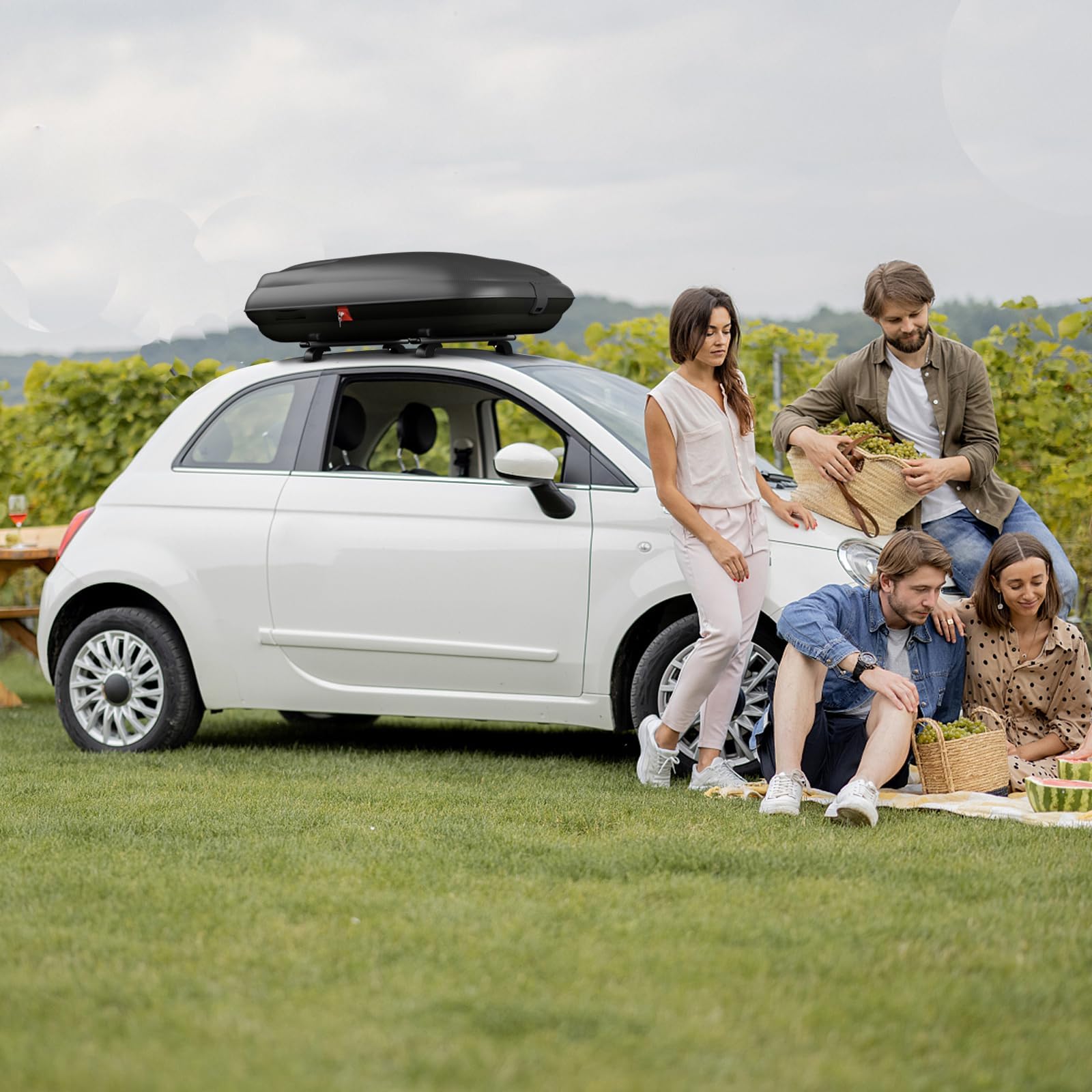 COSTWAY 250L Dachbox Auto, Dachkoffer abschließbar mit Zentralverriegelung, Schlüsseln & Gurten, Gepäckbox wasserdicht, Dachgepäckträger XXL für Autos, Vans, SUVs, Schwarz
