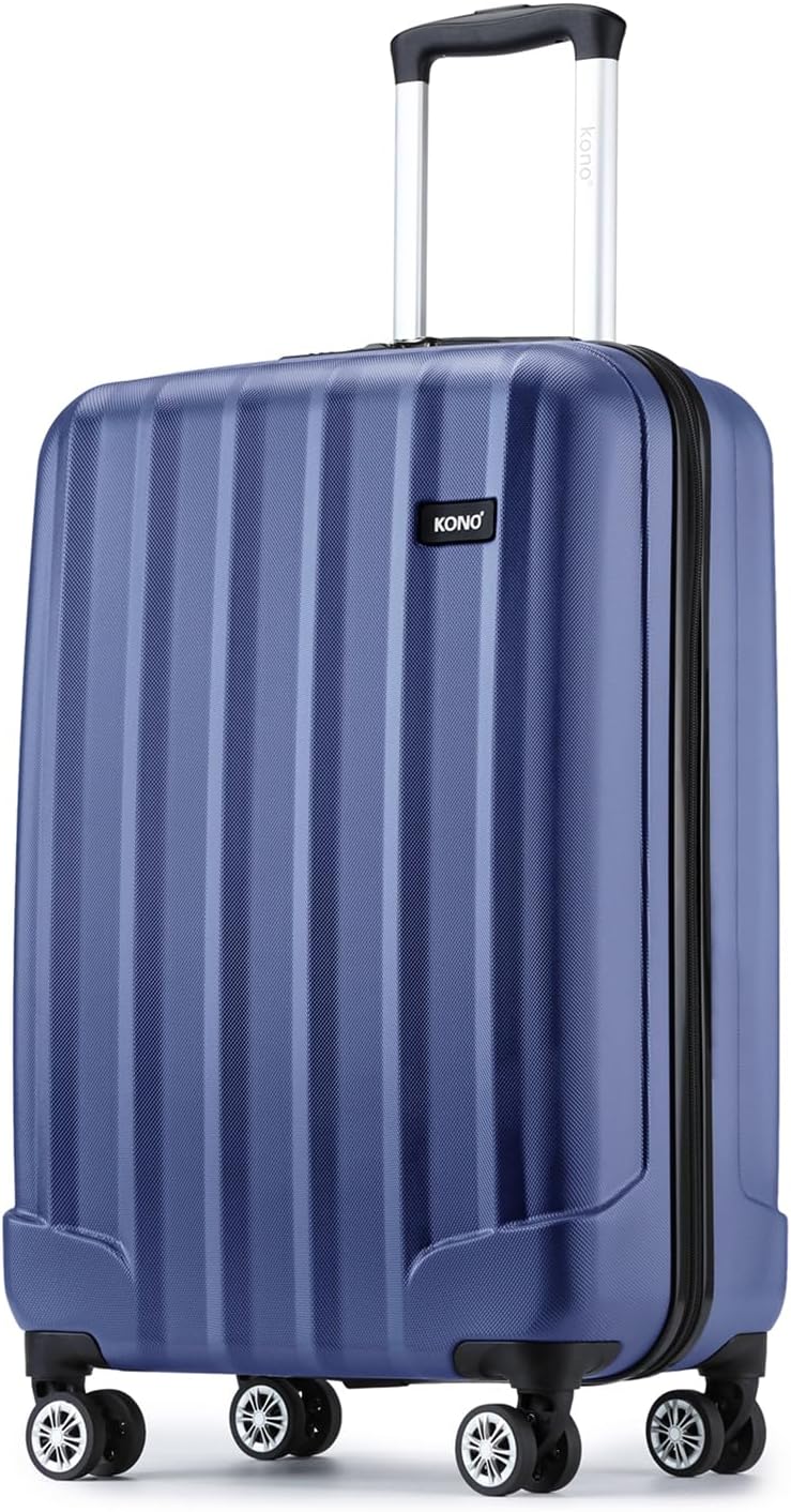 55x35x20cm Carry-on Suitcase for EasyJet Super Lightweight ABS+PC Suitcase with 4 Wheels Spinner Luggage Vertical Strip Travel Trolley Case (Navy)