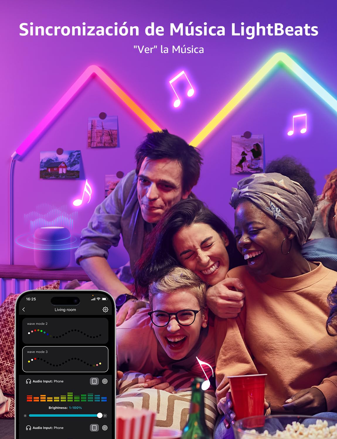 Lepro WL1 AI Barras de Luz LED Pared Inteligente, Funciona con Alexa y Google Home para Sala de Juego y PC Decoración, Diseñador de Iluminación AI Personalizado, Sync de Música y Control de Voz, 6Pcs