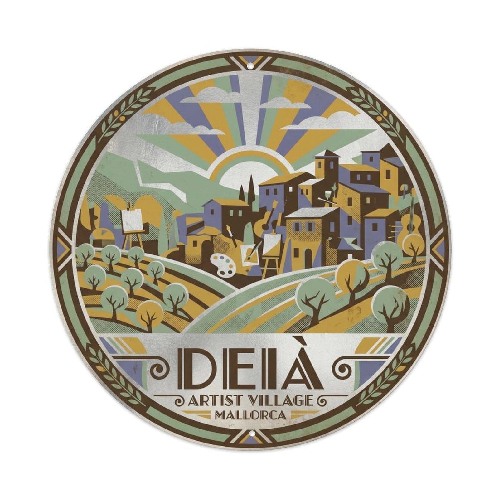 Olhnbad Style Traditional Deia Village Heritage Mallorca Metal Tin Sign