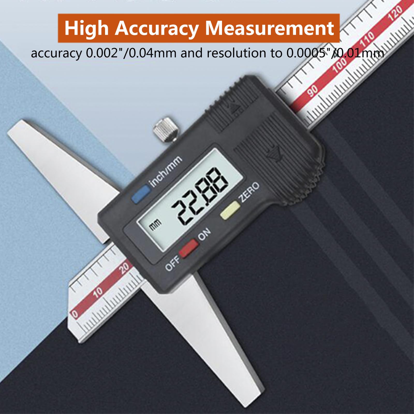 Calibre Digital 0-300mm/12" con Pantalla LCD, Pie de Rey Digital de Acero Inoxidable, Herramienta de Medición de Calibrador para Medición de Profundidad, Conversión de Pulgadas/Milímetros
