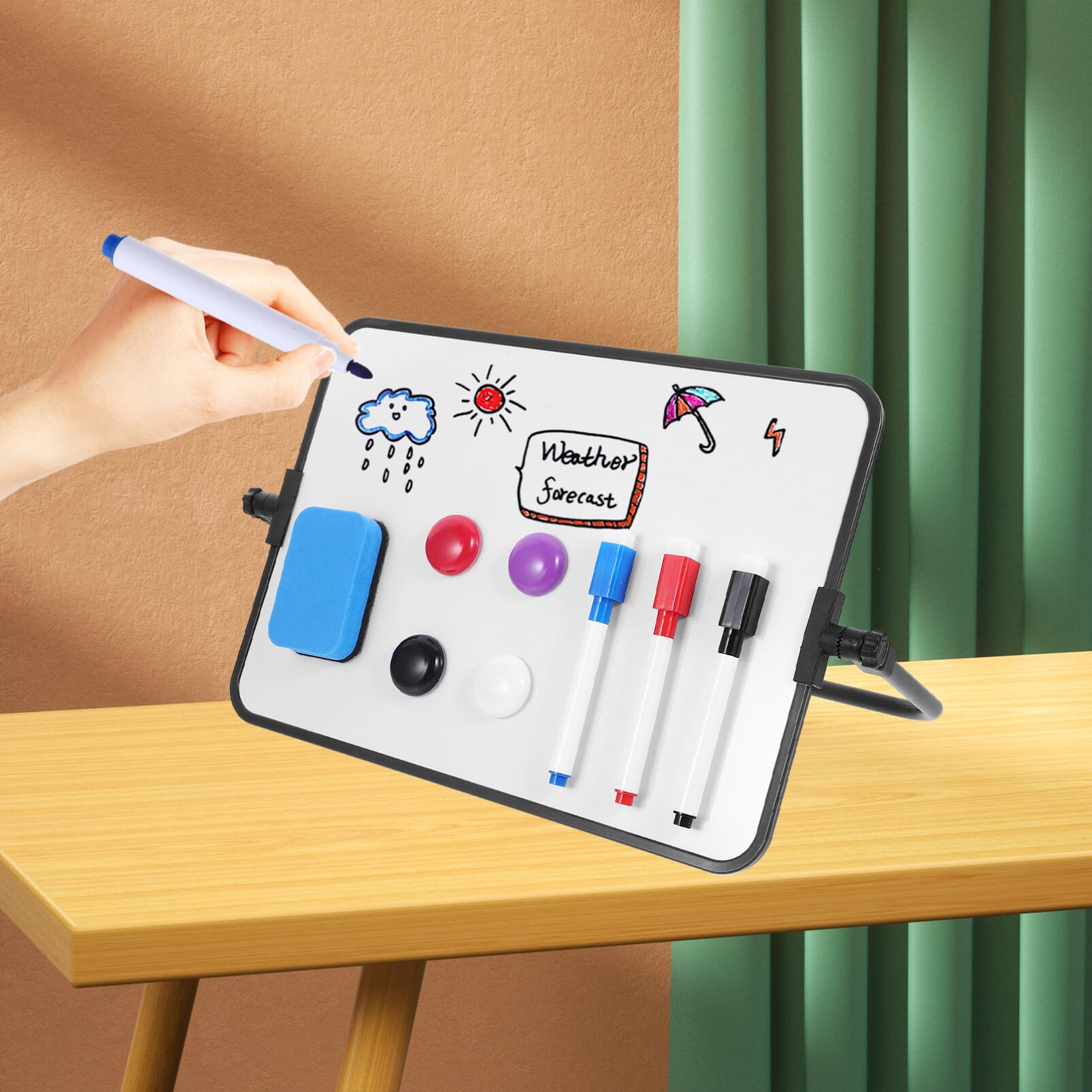 MAGICLULU Lavagna Bianca Cancellabile Secco Lavagna da Tavolo Supporto per Appunti per Disegno da Scrivania Pratica Colore Casuale