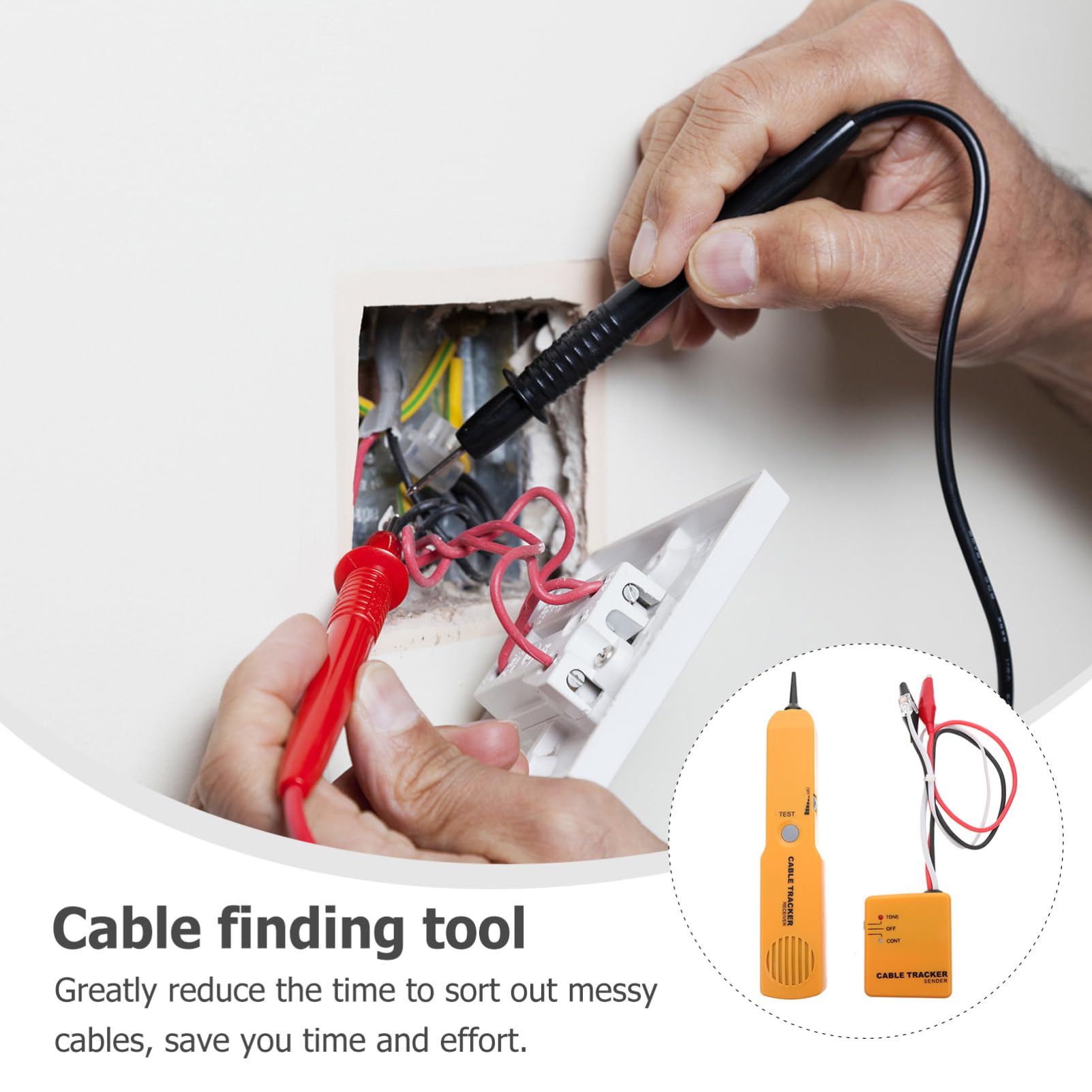 OUNONA Kit Buscador de Cables Localizador de Circuitos Eléctricos, Identificación de Cables y Detección de Circuito Abierto, Material Abs y Batería 9v (no Incluida