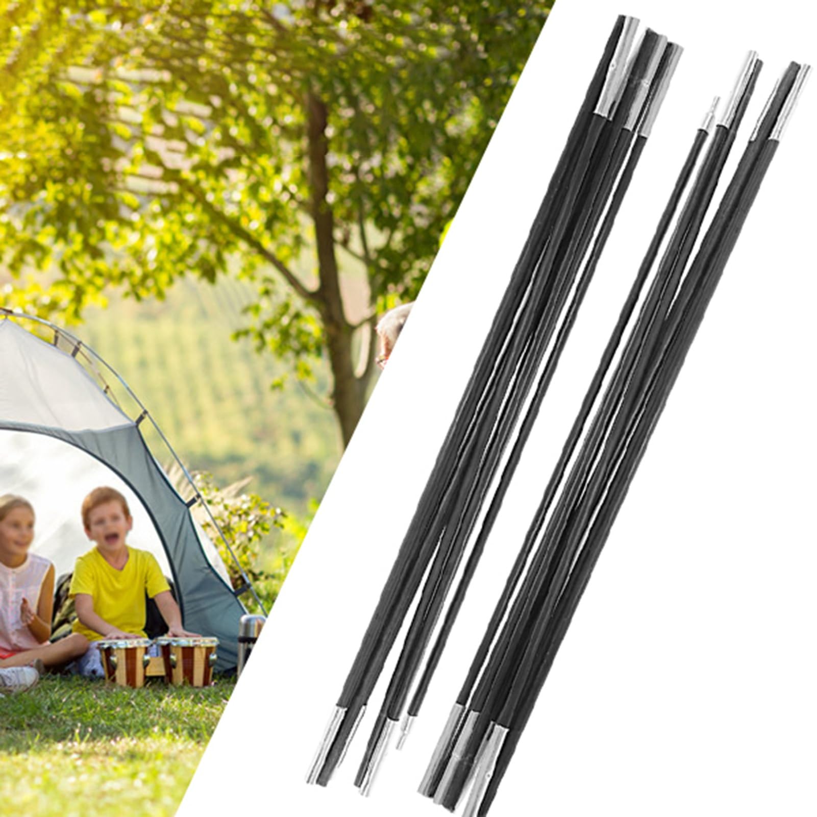 4.9M Tente Polonais Anti-Rouille Portable Pliable en Fiber De Verre Camping Tiges De Tente Remplacement pour 7-8 Personne Tente