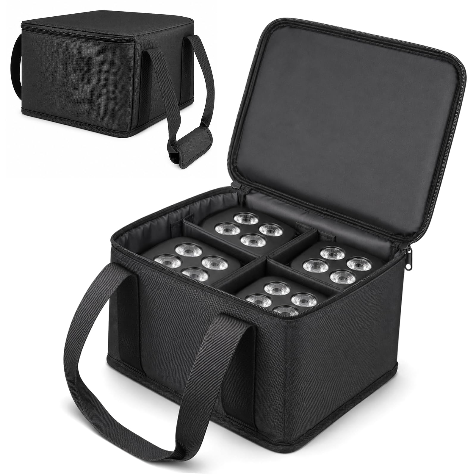 Juego de 4 luces LED RGBW par mini para escenarios, ligeras, con bolsa + mando a distancia, 4/8 canales, DMX Par de faros controlados por sonido, luces de discoteca para casa, fiesta