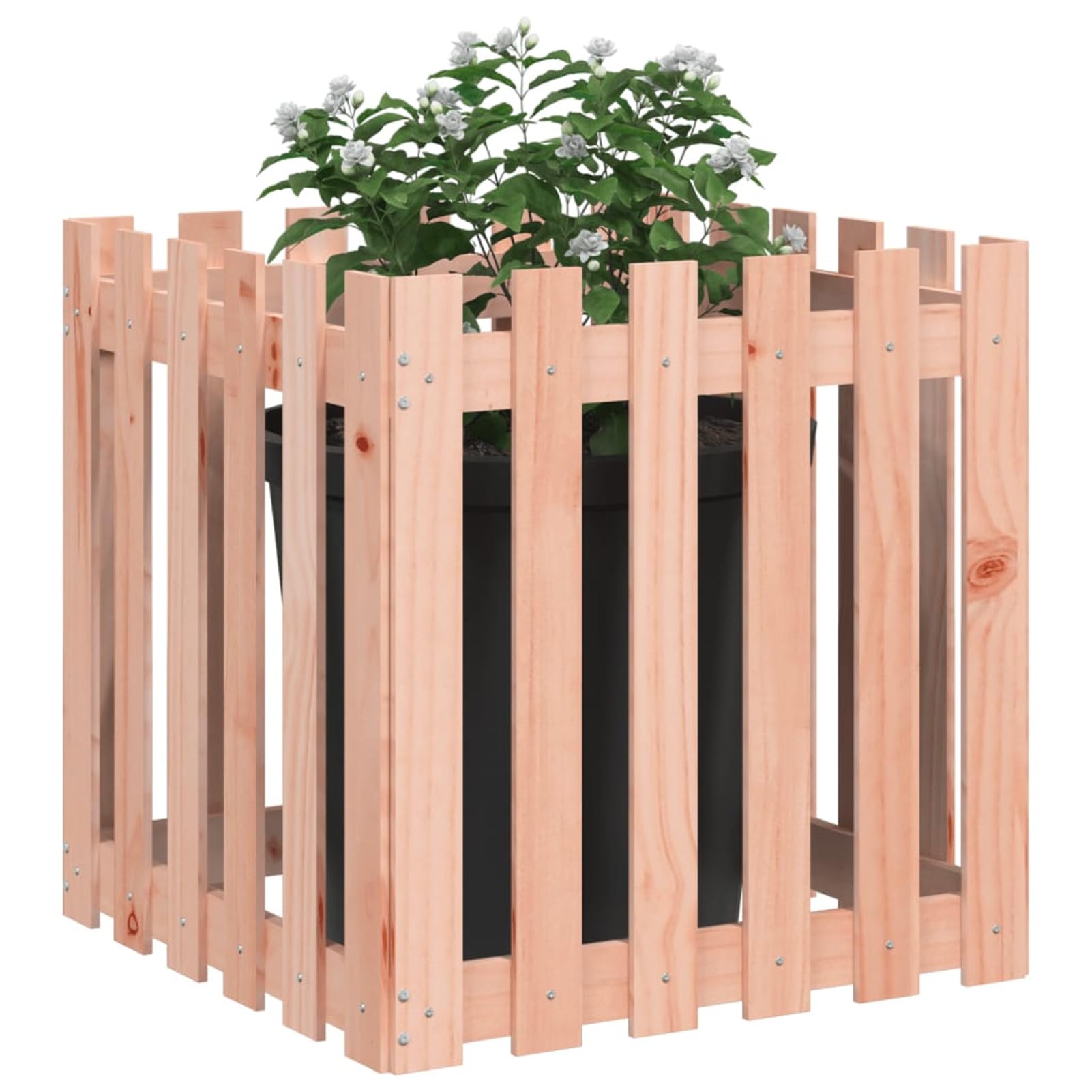 Jardinera con diseño de Valla Madera Maciza Douglas 60x60x60 cm Kit de Cultivo huerto Interior de Hierbas aromáticas
