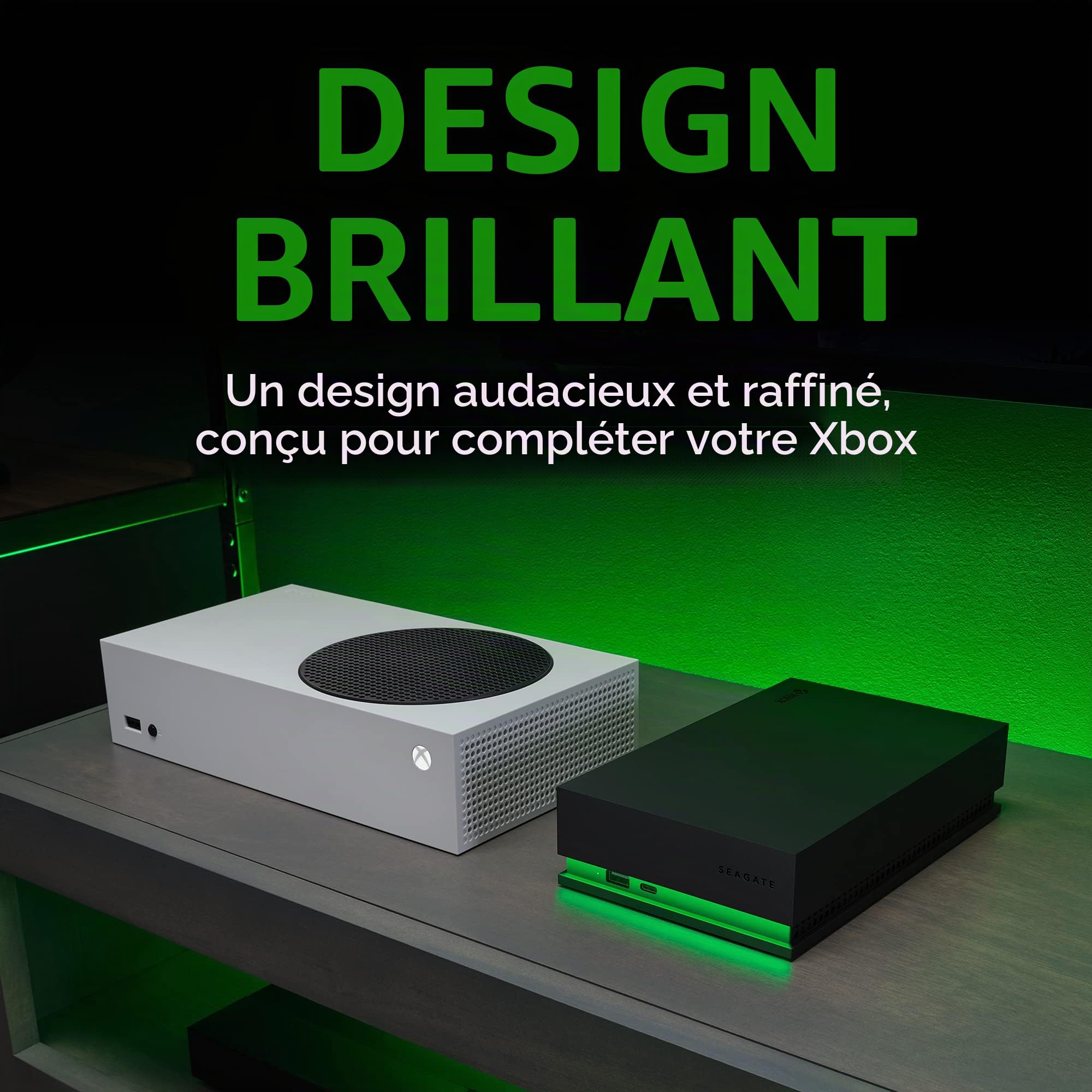Seagate Game Drive Hub 8 To - Disque dur externe de bureau HDD - USB 3.2 1re génération, deux ports USB-C et USB-A, certifié Xbox, avec voyants LED RVB et services Rescue pendant 3 ans (STKW8000400)