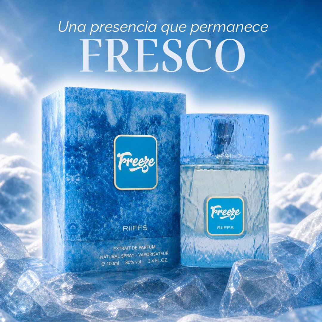 RiiFFS Freeze - Extracto de perfume de 100 ml, fragancia unisex de larga duración, aroma fresco de cítricos, menta y ámbar | Fragancia premium de día a noche para hombres y mujeres | Eau de Parfum