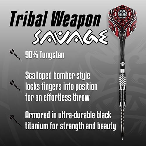 Miniatura 2 de Shot! Juego de dardos tribales de armas salvajes de dardos de metal  Juego de dardos de punta de acero al 90% tungsteno  Dardos profesionales hechos
