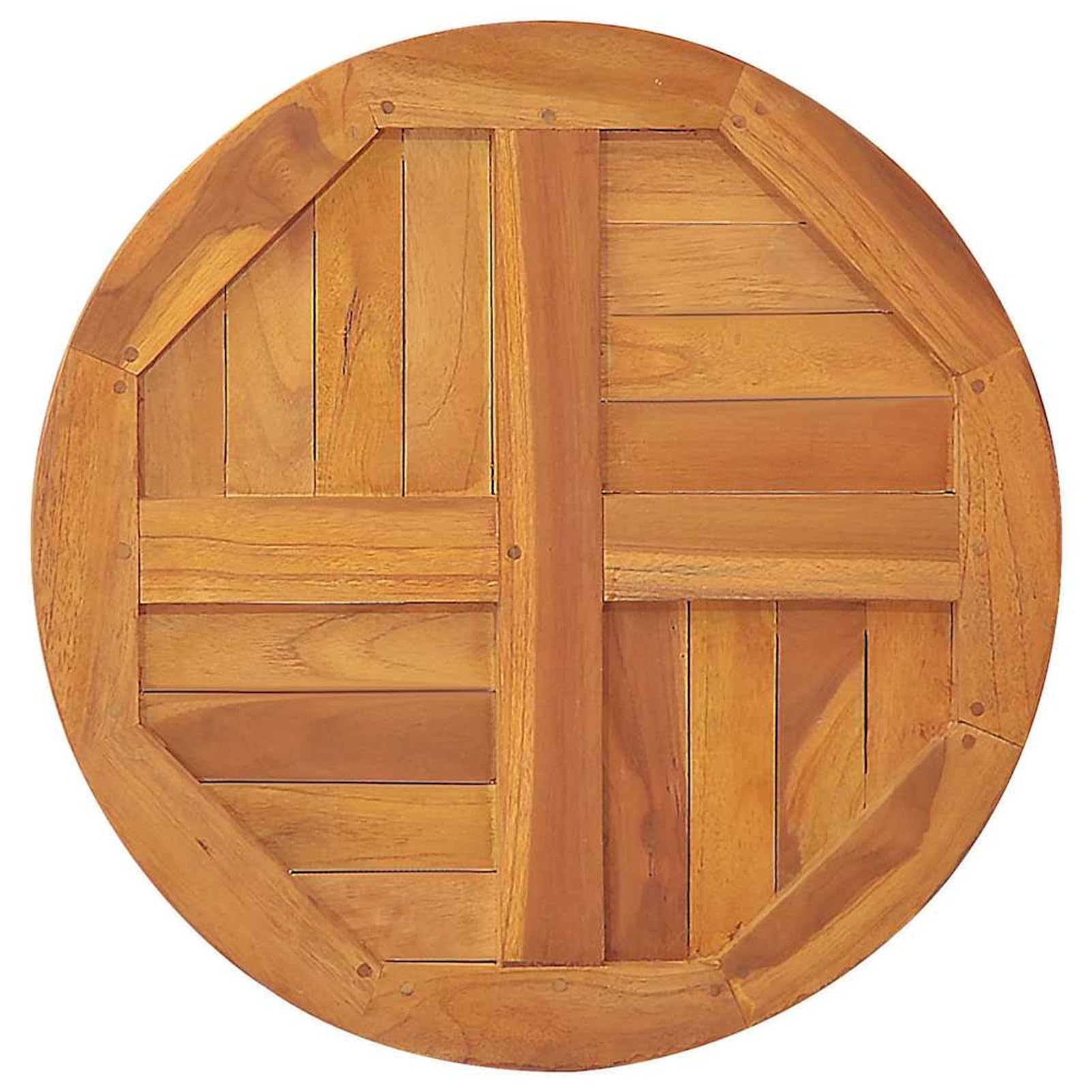 Anself Massive Teakholz-Tischplatte 70 cm Durchmesser, 2,5 cm Stärke, für Innen & Außen 48985