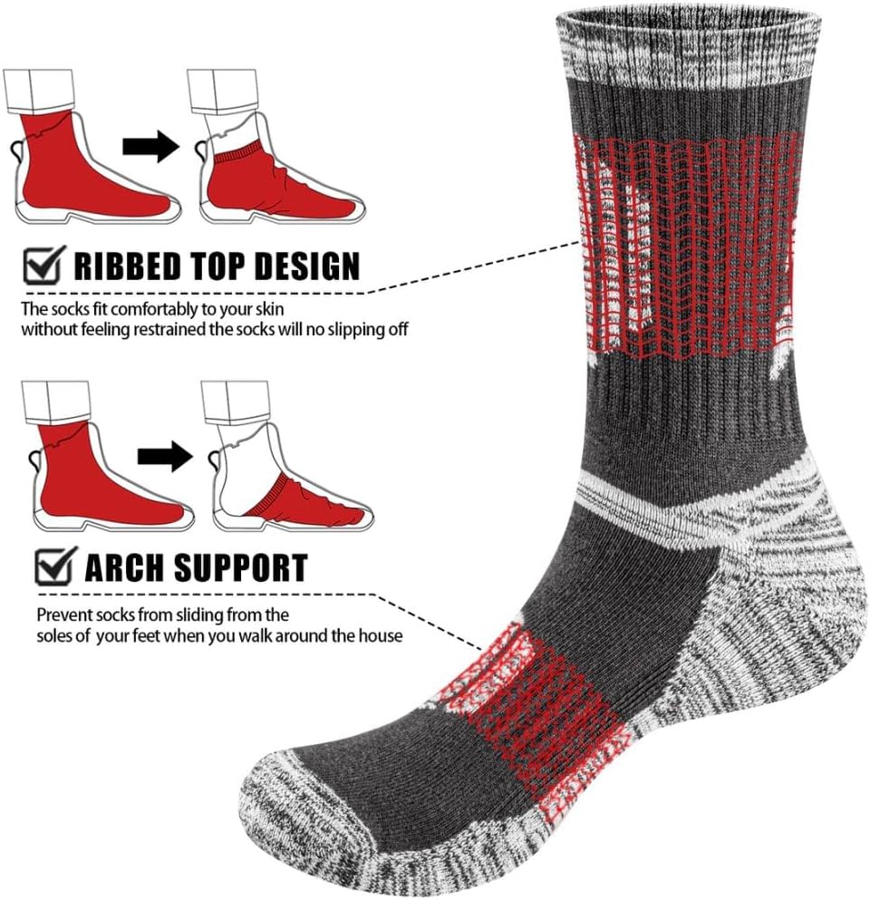 YUEDGE Men's Hiking Socks Moisture Wicking Mens Sock Cushioned Casual Athletic Sock Comfort Work Socks for Men, 5 Pairs - Image 6