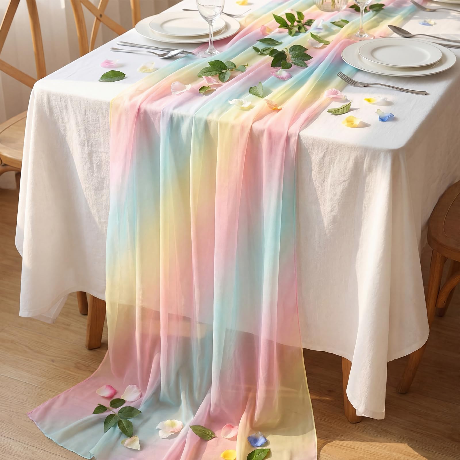 Photo 1 of 10 Packs Pastel Tulle Table Runners 30 x 120 Inch Gauze Sheer Table Runners