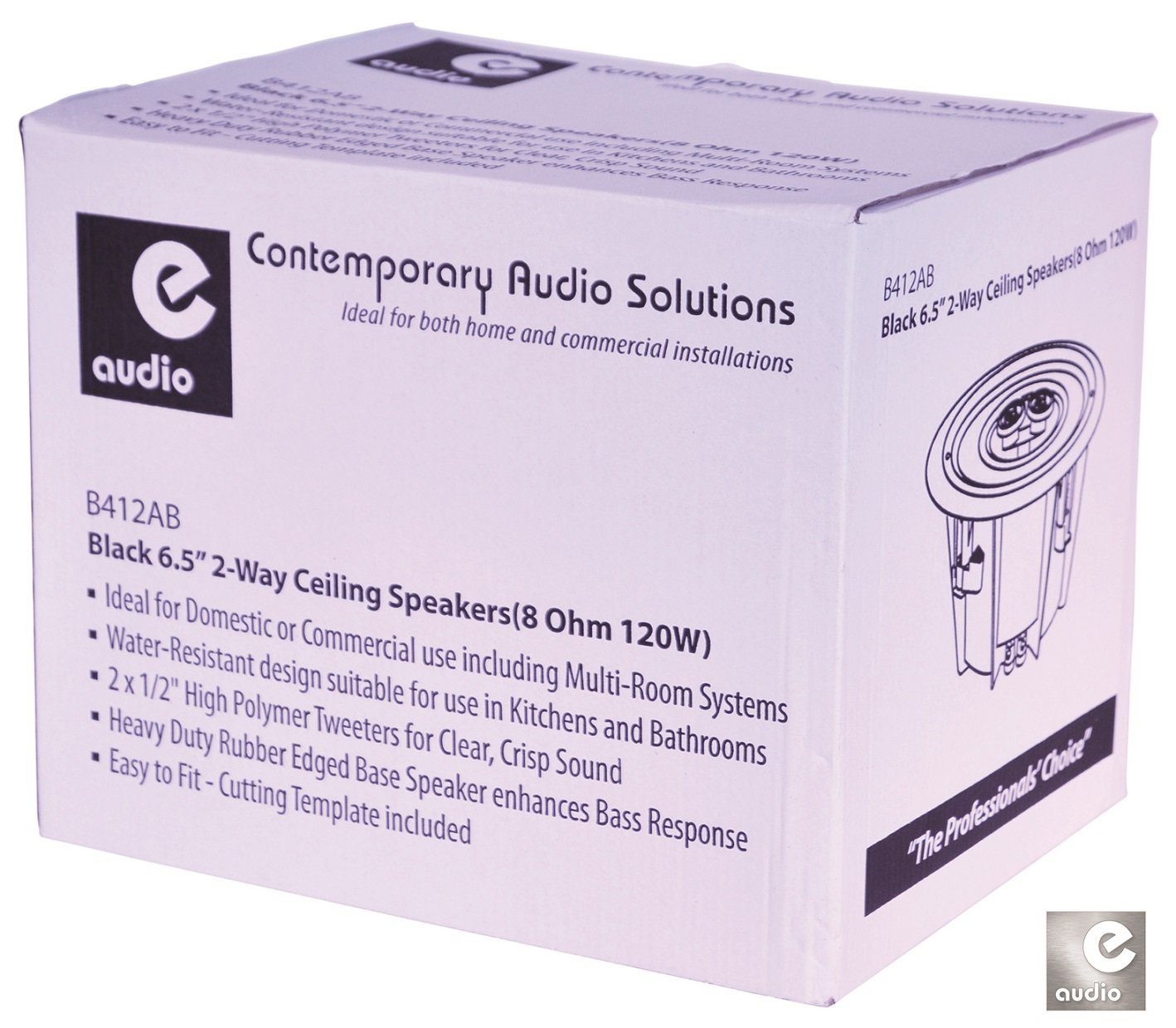 E-Audio Paire d'enceintes murales étanches pour plafond Noir 16,5 cm 8 Ohm 120 W