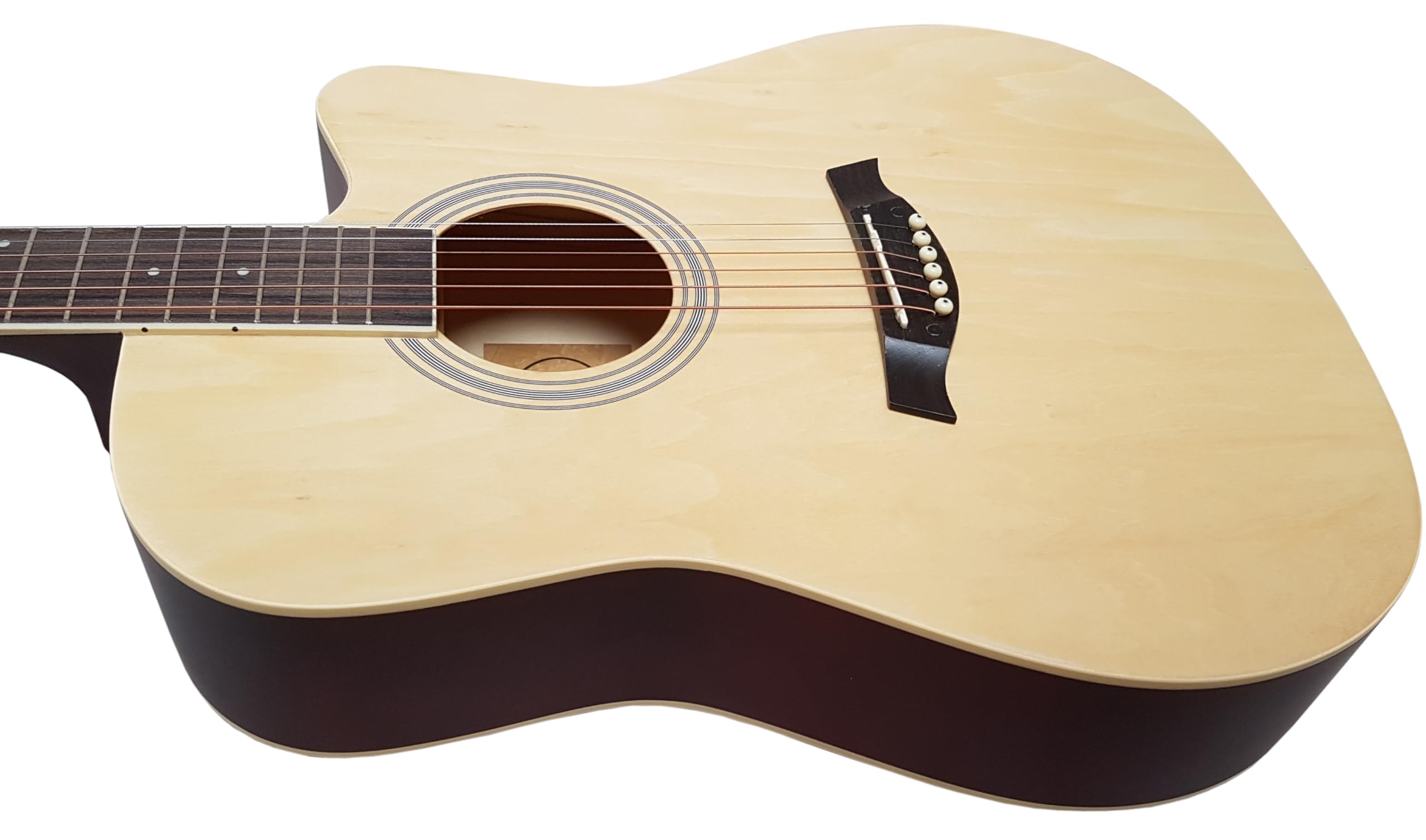 4/4 guitare acoustique adulte nature avec accessoire, set sac, cordes, plectre, accordeur