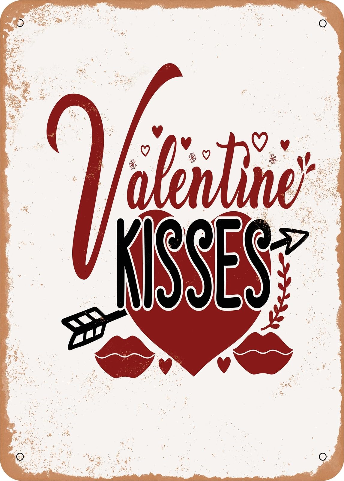 Miaomansenstore Metal Sign - Valentine Kisses - Vintage Look Home Decor