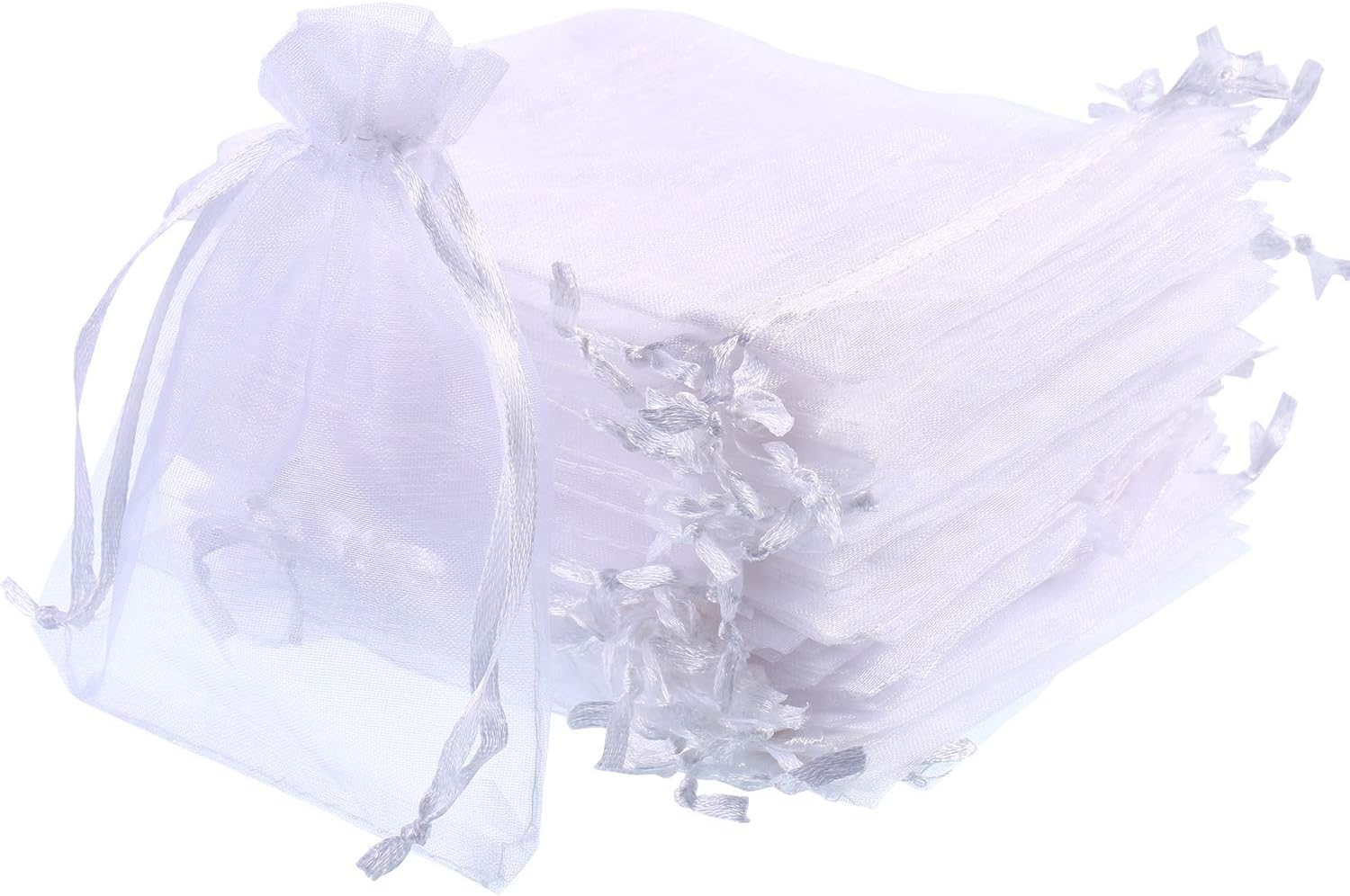 Mudder 50 x White Organza Gift Bags Wedding Party Jewellery 10 cm x 12 cm