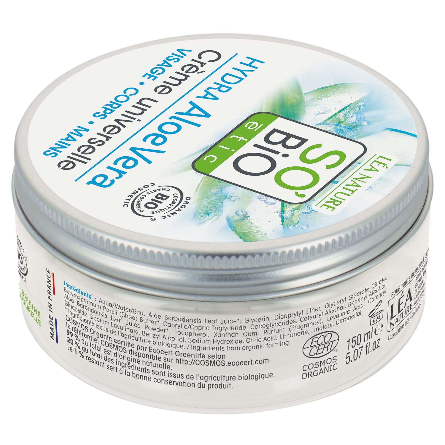Hydratation longue durée pour tout le corps avec la Crème Universelle Aloe Vera Bio SO'BIO ETIC, format 150mL - Lot de 2