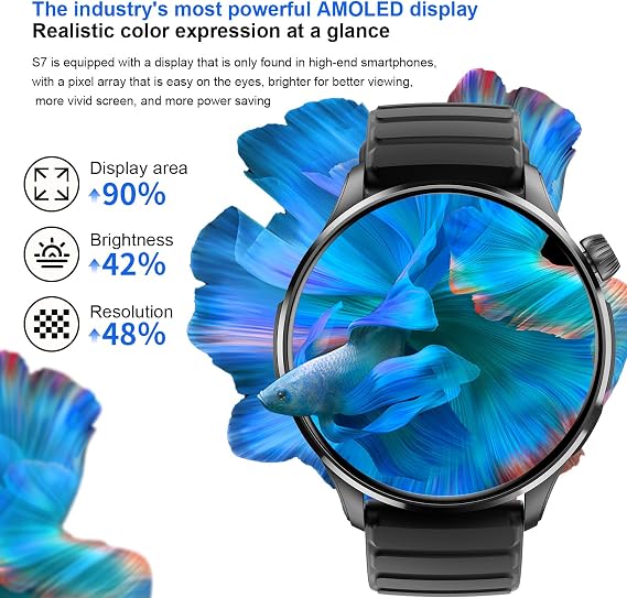 Smart Watch for Men Smartwatch - 1.43-Inch Round Touch Screen,Full-Featured Fitness Tracker, Waterproof, Health Monitoring, Multiple Sports Modes, Compatible Android and iOS