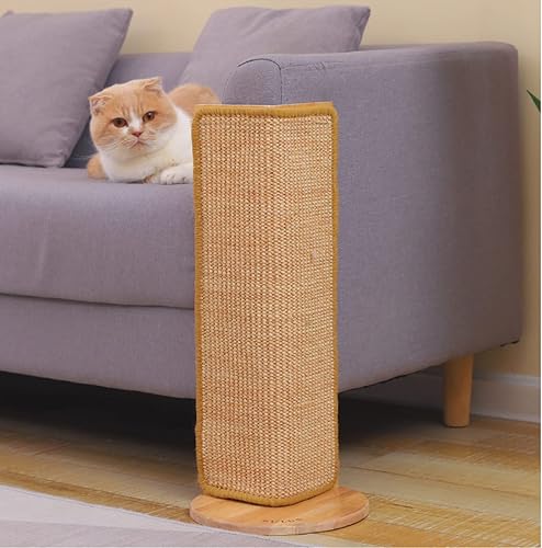 SHENGOCASE Rascador de sisal de gato de 24.5 pulgadas de alto, sin perforaciones, para pared, para sofá, esquina, poste rascador, alfombrilla de
