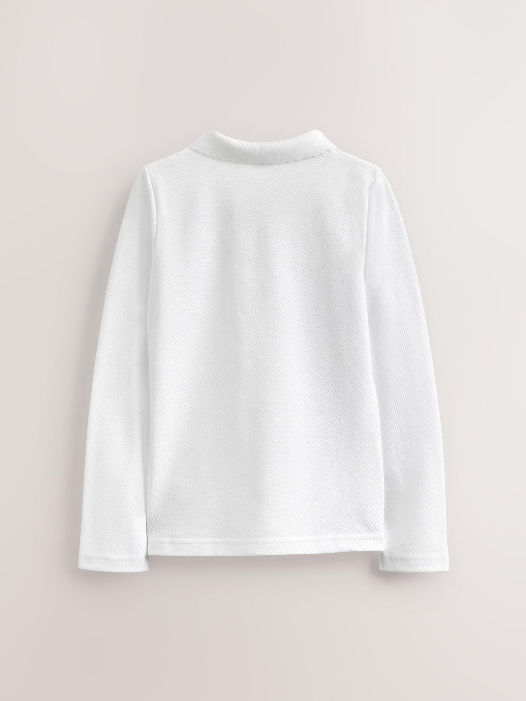 NEXT Fille Polo d’école Slim à Manches Longues 100% Coton, Lot de 5