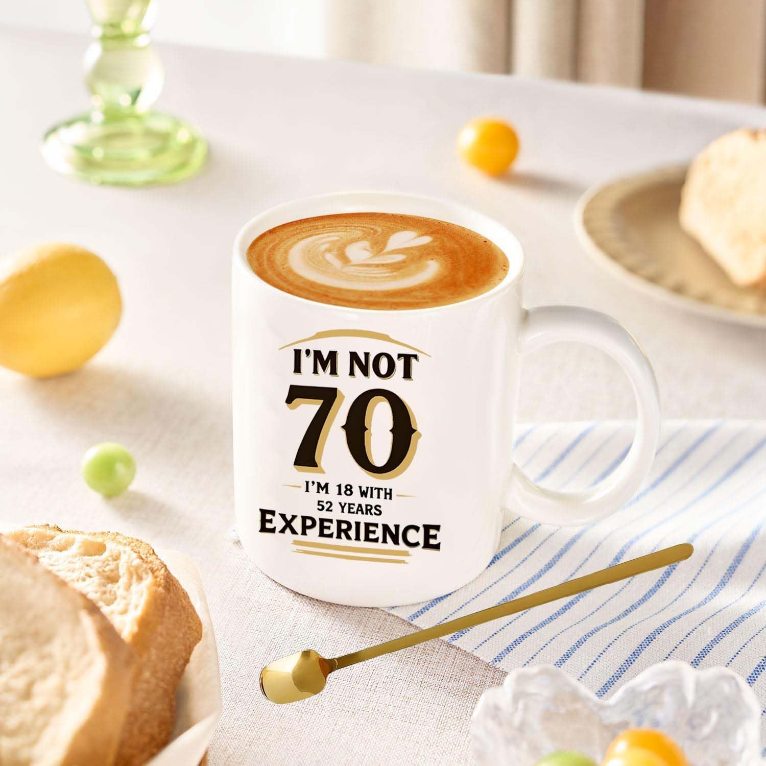 70th Coffee Mugs Birthday Gift for Women Men 11oz, 70 Year Old Valentine Day Gifts, Vintage 1956 Coffee Cup with Spoon, Unique Turning 70 Idea Gifts for Grandma Grandpa Mom Dad Aunt Mugs - Image 2