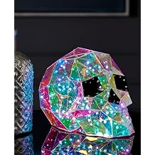 YILCER Prismatic Iridescent Ghost Skull Pumpkin Decor, Halloween LED Lights for Bedroom Hallway Table Skeleton