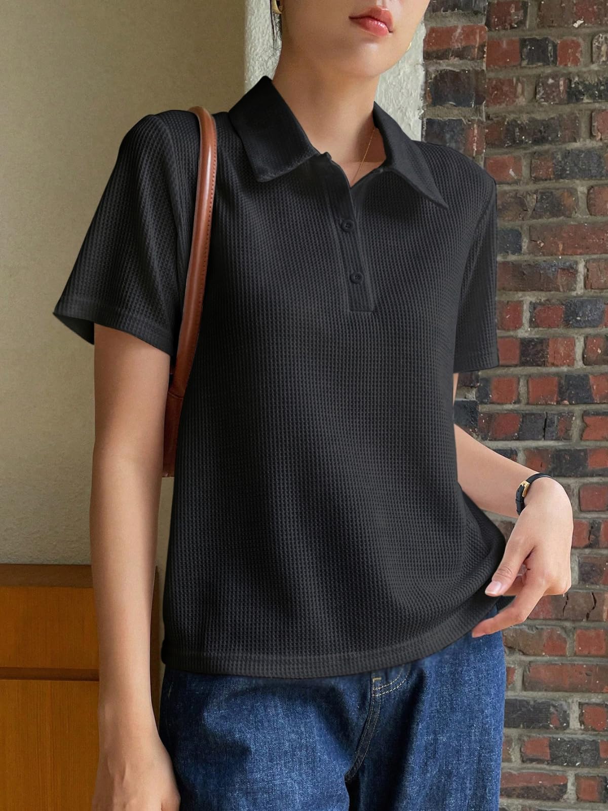 Leriya, maglietta da donna con colletto, stile occidentale, oversize, abbigliamento da lavoro, ufficio, tempo libero