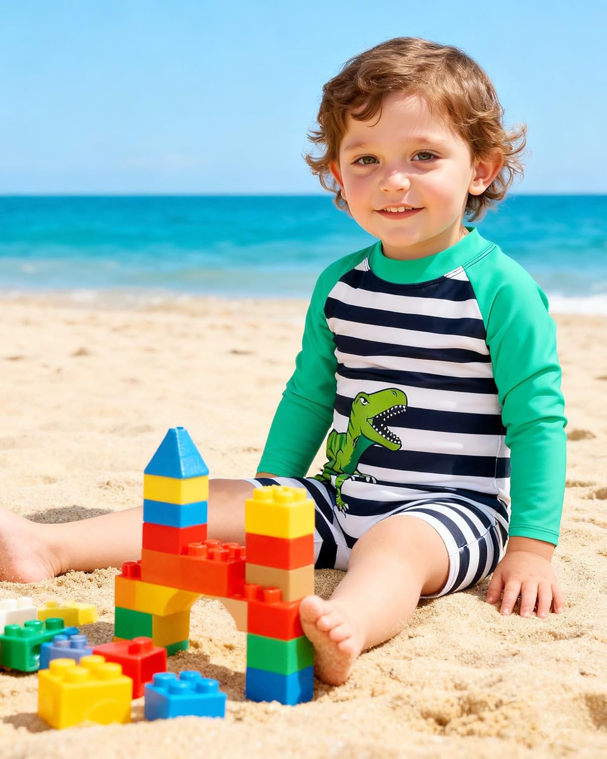 Redair Toddler Baby Boys Rash Guard Swimsuit Long Sleeve One Piece Swimwear Zip Bathing Suit with UPF 50+ 0-24 Months - Image 3