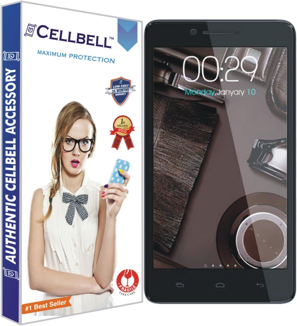CELLBELLShatterproof, Glossy-Finish Screen Protector for Micromax Canvas Doodle 3 A102 - Transparent