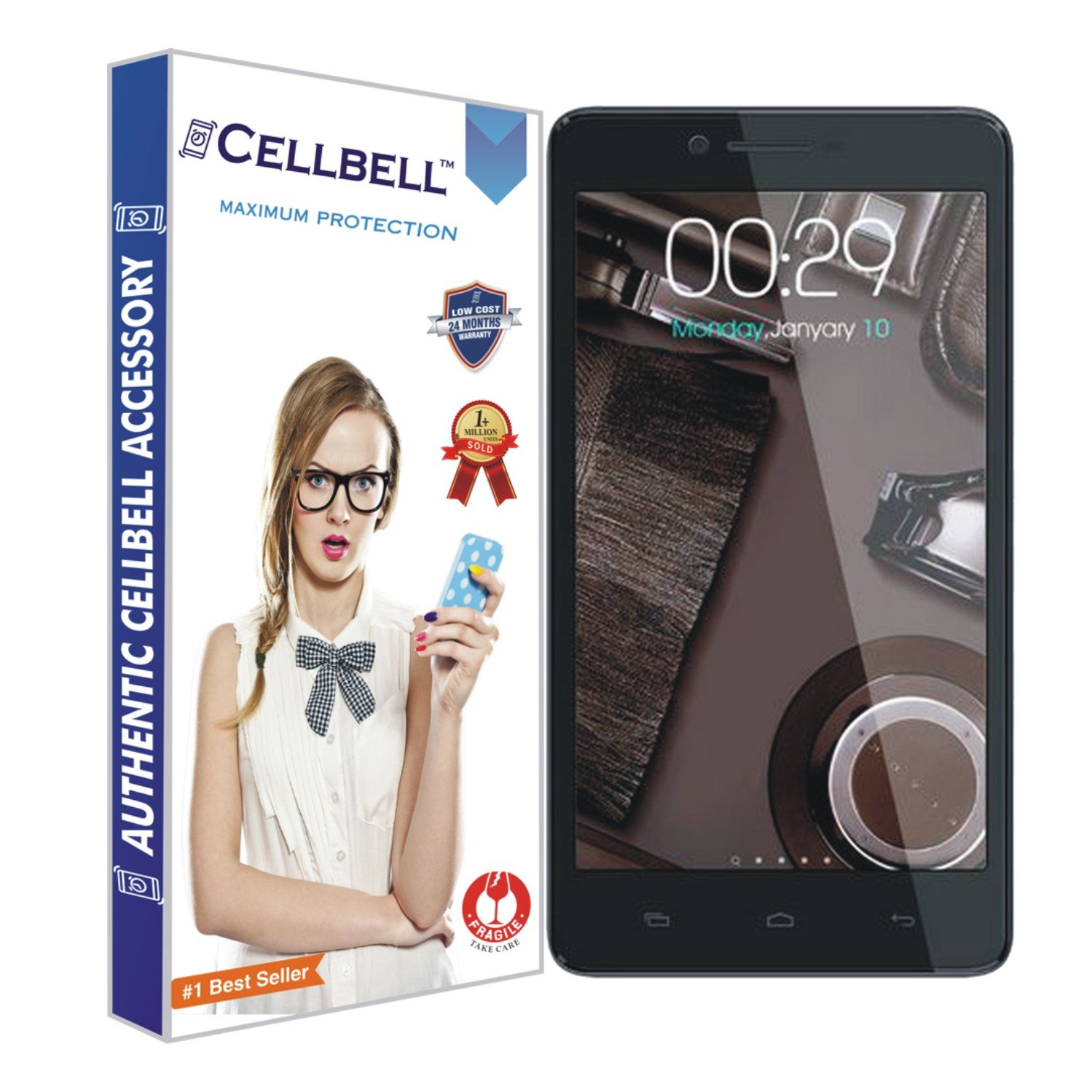 CELLBELLShatterproof, Glossy-Finish Screen Protector for Micromax Canvas Doodle 3 A102 - Transparent