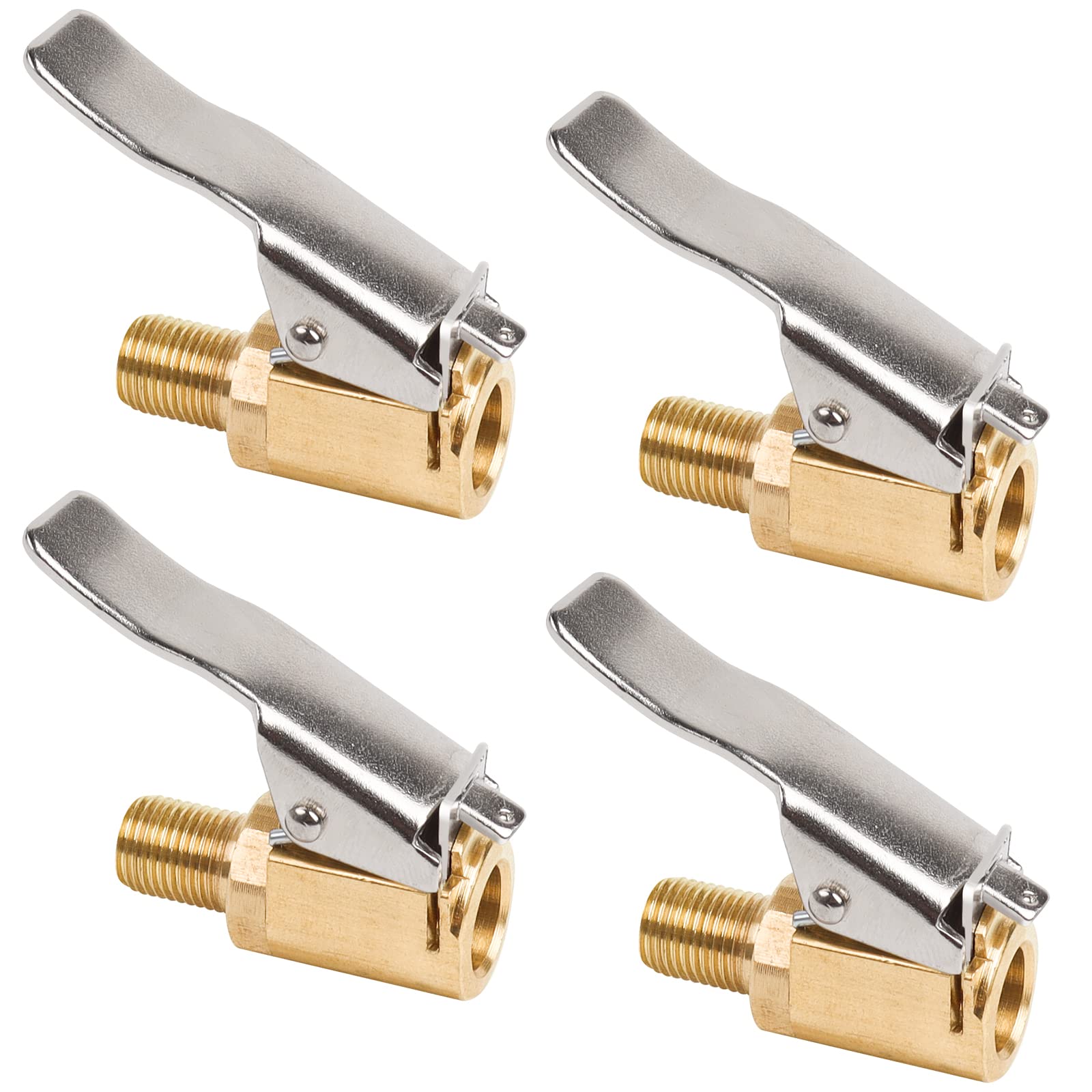 Yeepeo 4 Stück 8mm Autoventil Hebelstecker Air Chuck, Messing Autoventil Adapter Druckluft Reifenfüllnippe Momentstecker Reifenfüllnippel, Auto Ventilstecker für Reifenventile mit Ventilgewinde