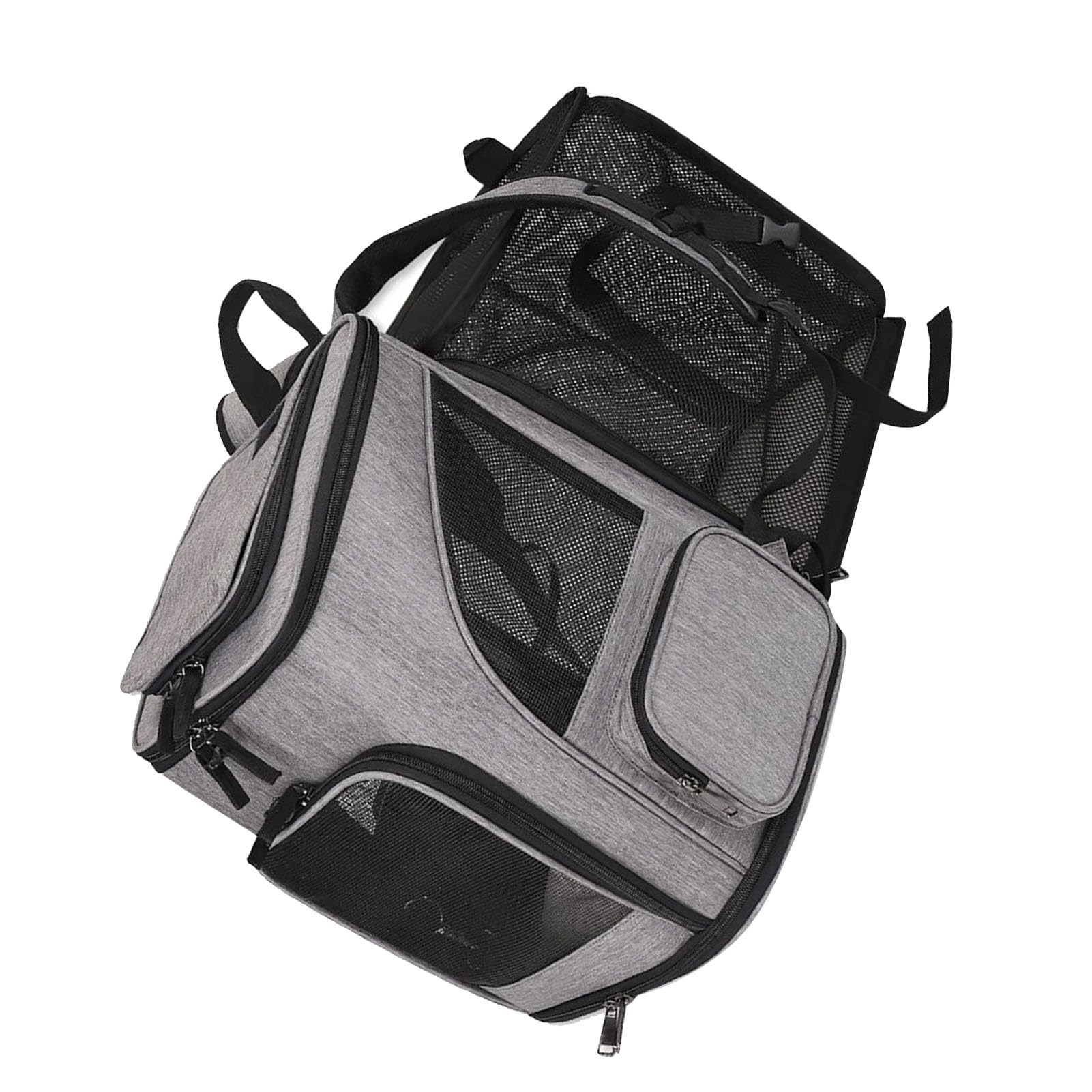 Rengue Mochila Grande para Gatos, Mochilas con Ventanas de Malla y 4 Puntos de Entrada, Almohadilla de Felpa para Mascotas Pequeñas a Medianas de hasta 18 Libras, Viajes, Senderismo, Visitas Al (GRAY)
