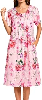 YOZLY House Dress for Women Short Sleeve House Coat Mumu Duster Robe with Pockets