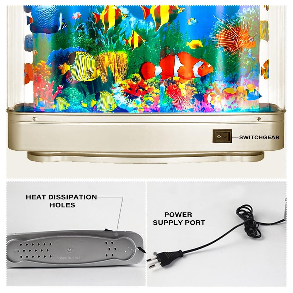 Moving Fish Display Fake Fish Tank Night Light - Moving Artificial Aquarium  Lamp With Virtual Ocean Fish For Kids \u0026 Babies Virtual Aquarium Night Light, image size:1000x1000